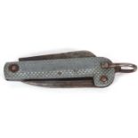 Harrison Bros & Howson folding shut knife, stamped to one side 'FCP TAYLOR', width including belt