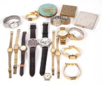 Mixed lot of various wristwatches and three compacts, makes of the watches include Timex,