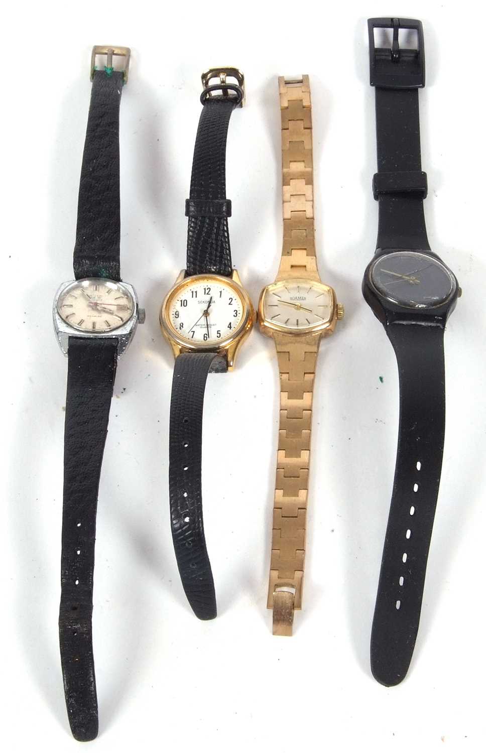 Mixed lot of four ladies wristwatches, these include makes such as Sekonda, Roma, Avia and Swatch (