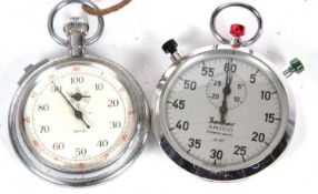 Two vintage stop watches, one Smiths and the other Hanhart which has its original box