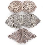 Victorian two part buckle pierced with mask, lion and foliate design, overall size 13x6cm max,