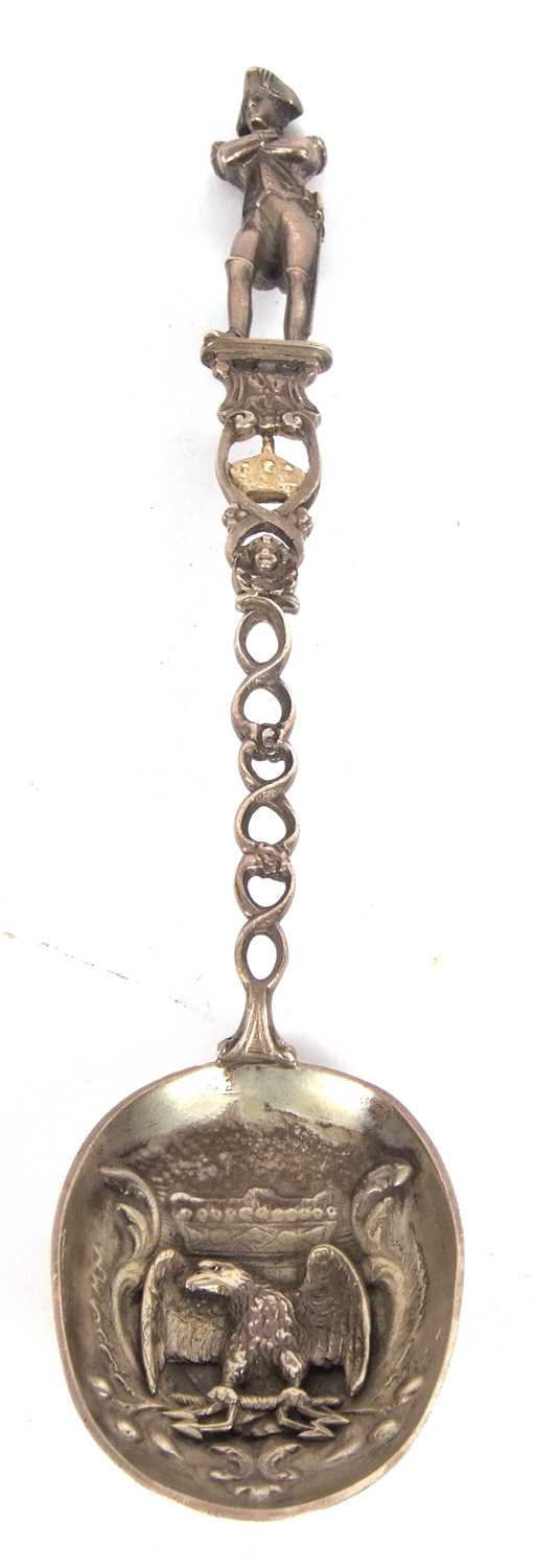 Large French antique Napoleon souvenir spoon, the terminal with a cast model figure of Napoleon - Image 2 of 8