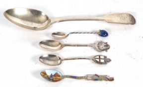 Mixed Lot: George IV fiddle pattern tablespoon, London 1826, makers mark for Charles Eley, two