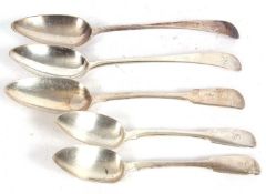 Mixed Lot: Two Georgian Old English pattern silver serving spoons, London 1794, one with a makers