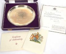 Silver commemorative salver, 1947 - 1972, to commemorate the silver wedding anniversary of Her