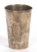 19th Century Polish white metal beaker faintly engraved with a thistle like design to the front