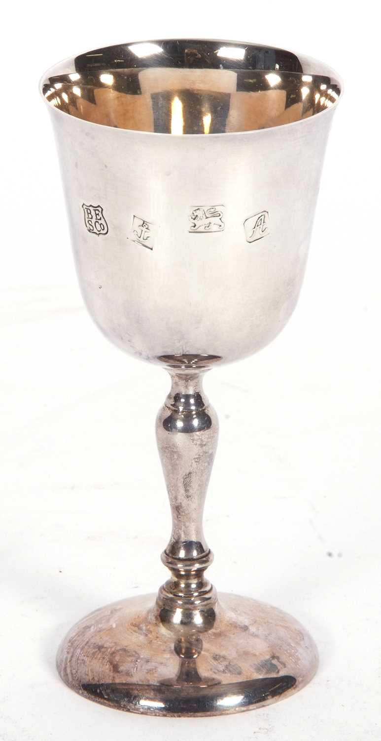 Elizabeth II wine goblet with inverted bell bowl, baluster stem and plain spreading circular foot, - Image 2 of 4