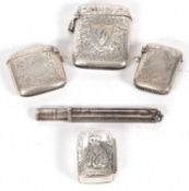 Mixed Lot: Silver vester case of typical form, hallmarked Chester 1903, two smaller vesters,