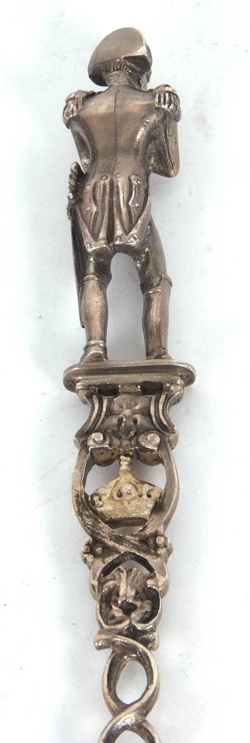 Large French antique Napoleon souvenir spoon, the terminal with a cast model figure of Napoleon - Image 5 of 8
