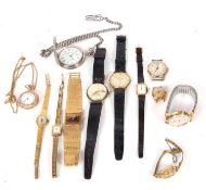 A mixed lot of various wrist and pocket watches. These include makes such as Sekonda, Roane and