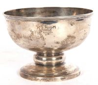 Small Edwardian heavy quality rose bowl of plain polished circular form to a circular foot,