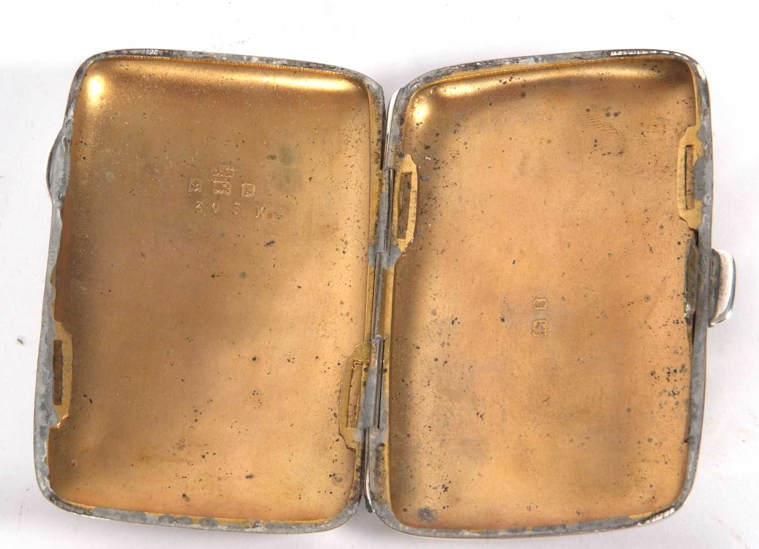 Mixed Lot: Small Edwardian silver cigarette case of curved rectangular form, foliate engraved and - Image 4 of 4