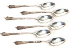 Set of six Albany pattern teaspoons, Sheffield 1905, makers mark for Harrison Bros and Howson