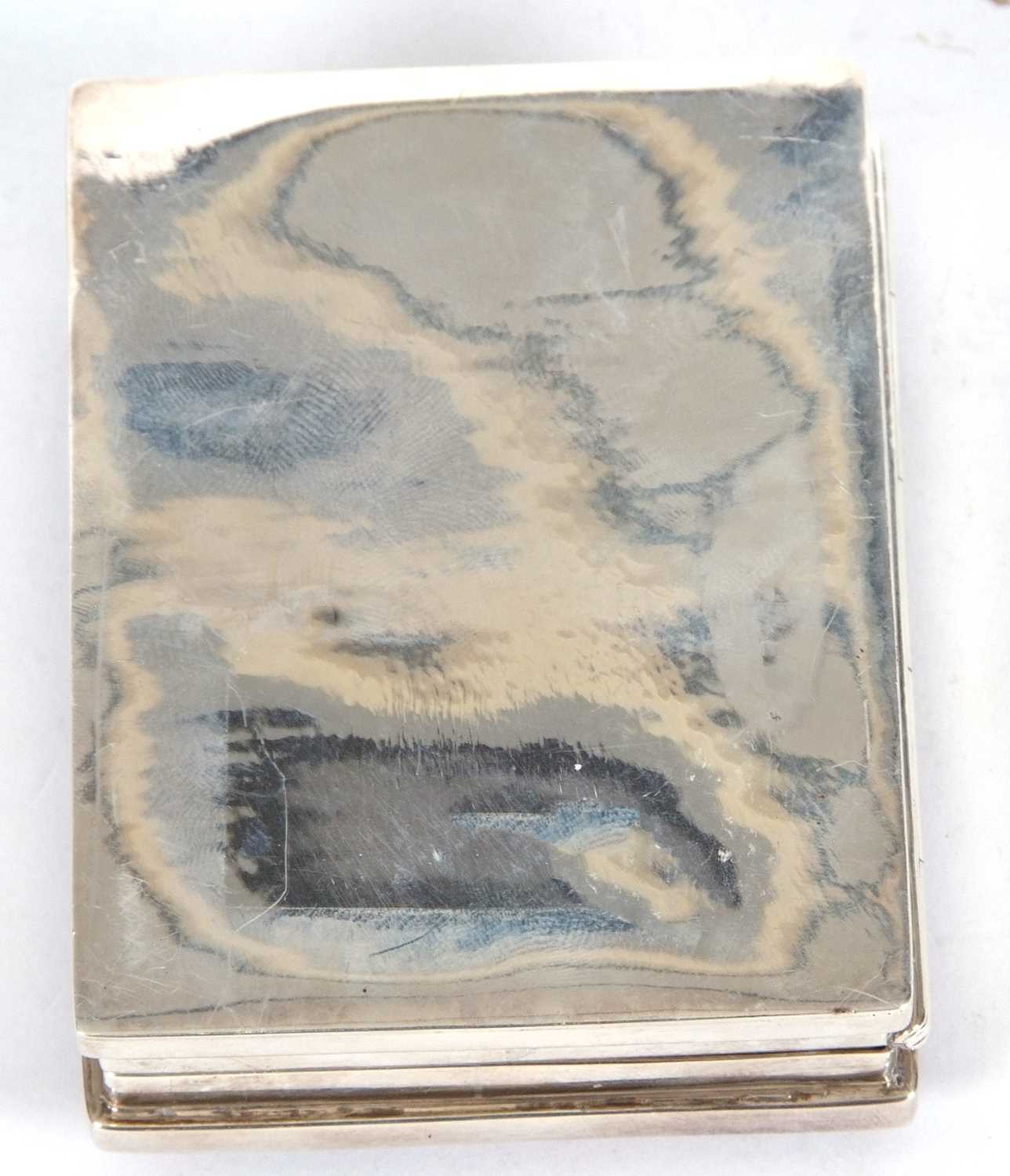 Continental modern white metal box of rectangular form, the hinged lid inset with a enamel sepia - Image 2 of 3