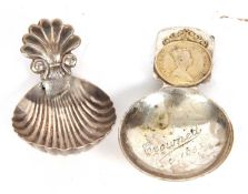 George IV caddy spoon with shell bowl and wheatsheaf handle (repaired), Birmingham 1820 by Lea & Co,