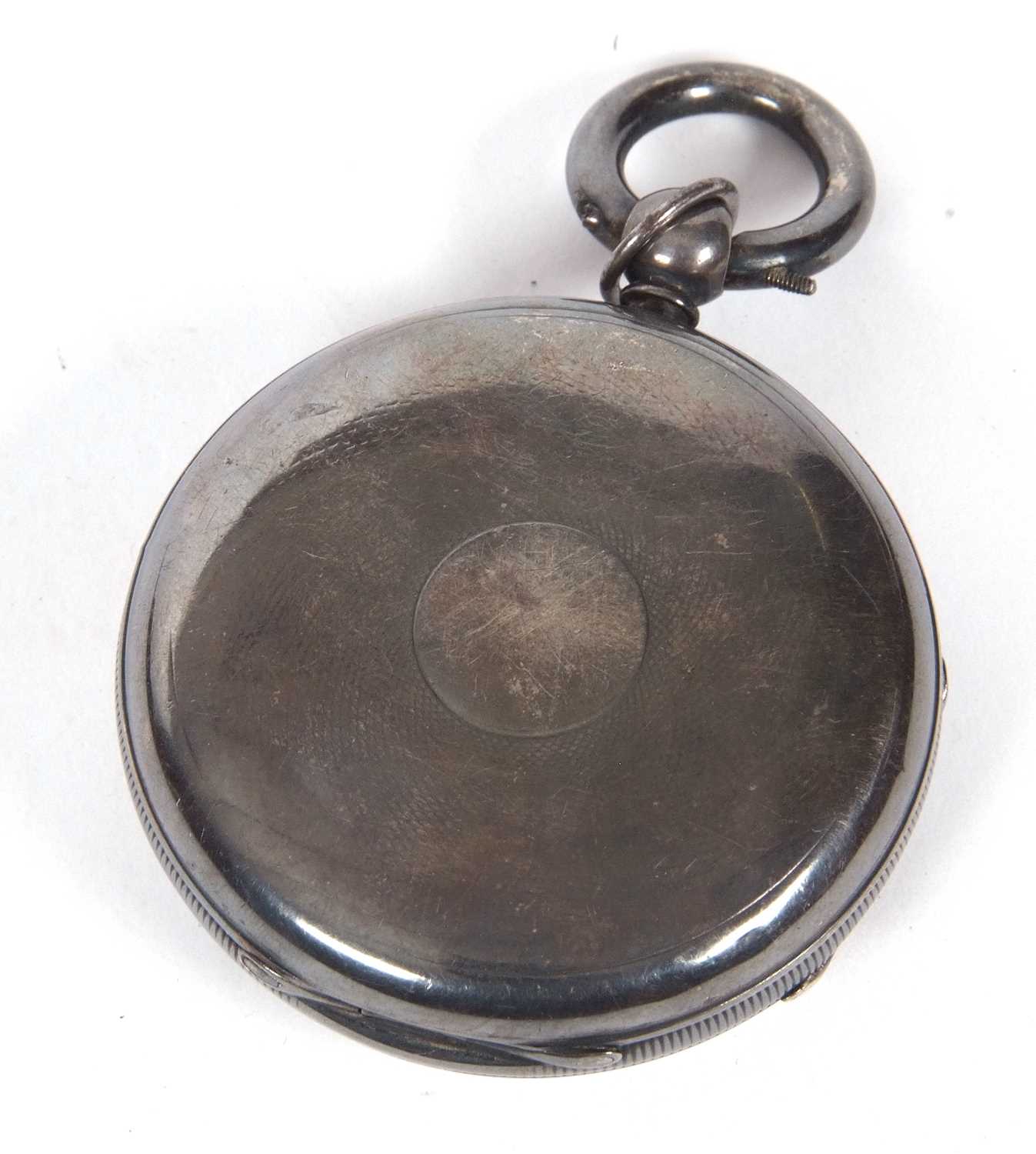 Silver gents pocket watch with a white enamel dial, sub-second dial, Roman numeral hour markers, the - Image 2 of 2