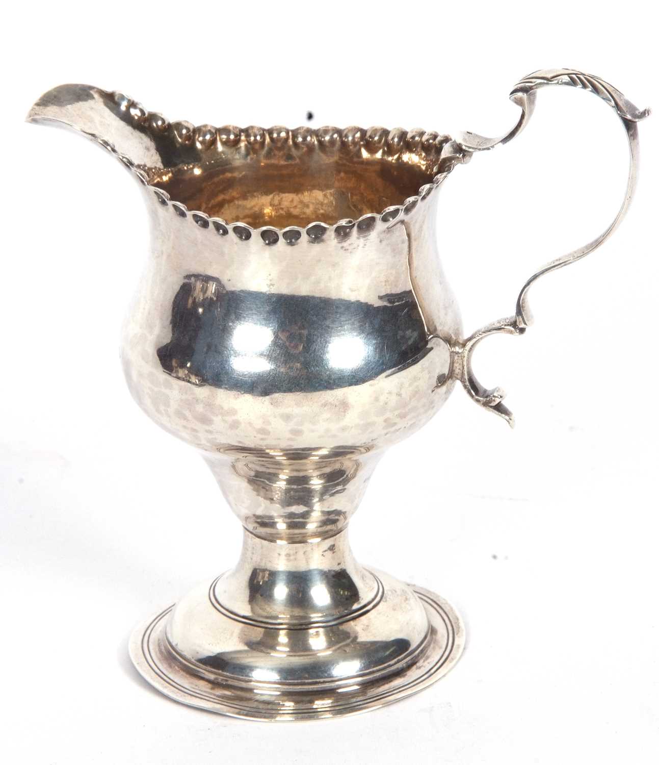 George III baluster cream jug with punched rim, leaf capped triple C scrolled handle, reeded - Image 3 of 4