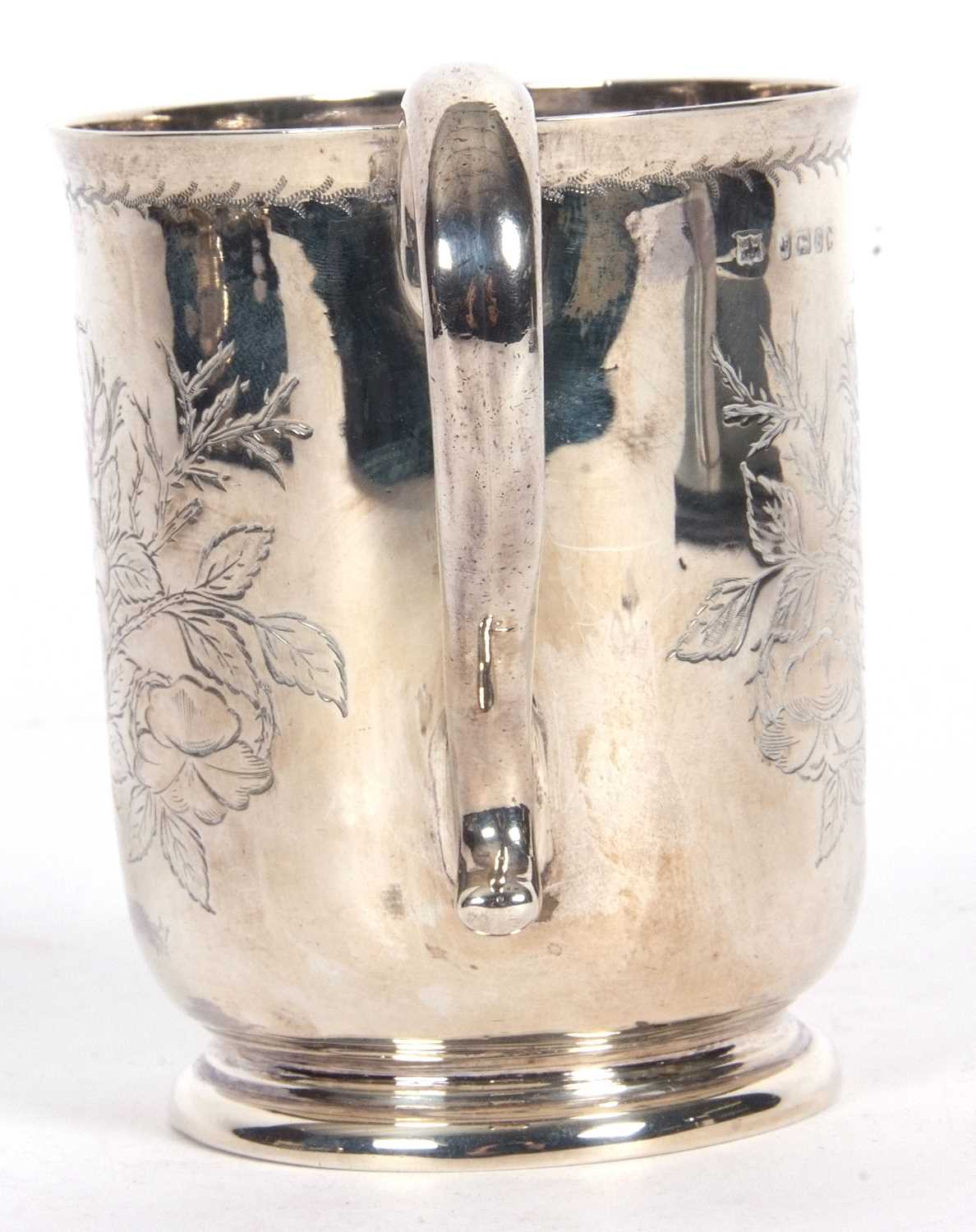 Victorian half pint tankard of slightly tapering cylindrical form with circular foot (dented), - Image 3 of 5