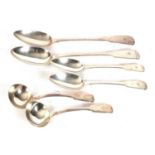 Mixed lot including two Georgian silver fiddle pattern basting spoons, one London 1832, makers