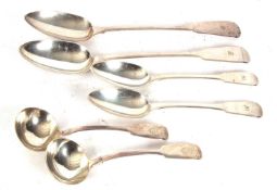 Mixed lot including two Georgian silver fiddle pattern basting spoons, one London 1832, makers