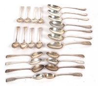 Mixed Lot: Set of six Hanoverian and rat tail dessert spoons, Sheffield 1900, makers mark for