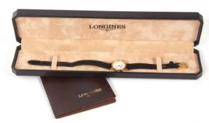 Vintage Ladies Longines wristwatch with original box and paperwork, the watch card is dated 1988,