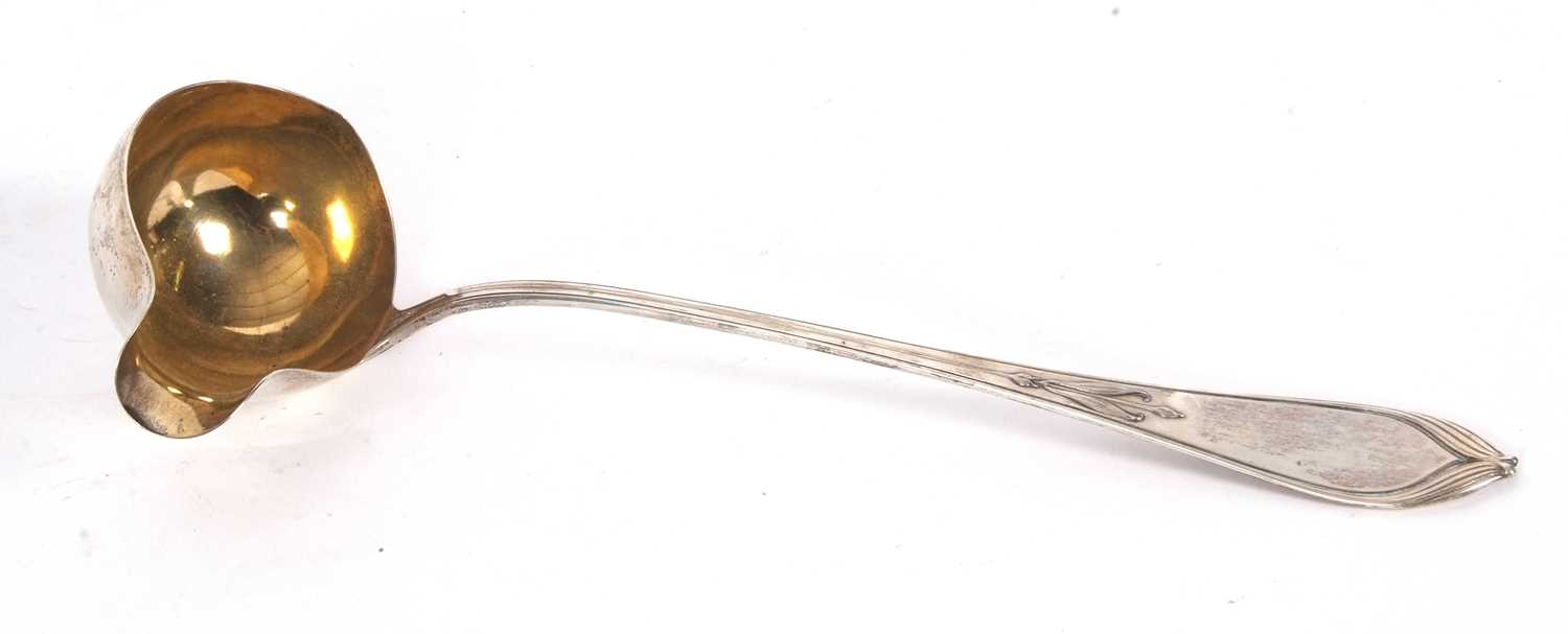 Late 19th/early 20th Century German silver soup or punch ladle in lilly pattern, stamped 'Weilandt - Image 2 of 5