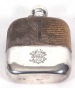 Antique silver plated and snake skin covered glass hipflask, circa 1930 featuring a screw cap,