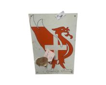 Metal advertising sign, Dragon with a cross