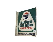 Regent Supergreen Parafin tin sign, width 37cm, height approx 42cm