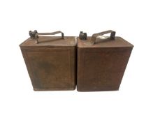 Two vintage two cannon petrol cans with brass tops