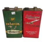 Two one gallon oil cans, BP and Silkoline