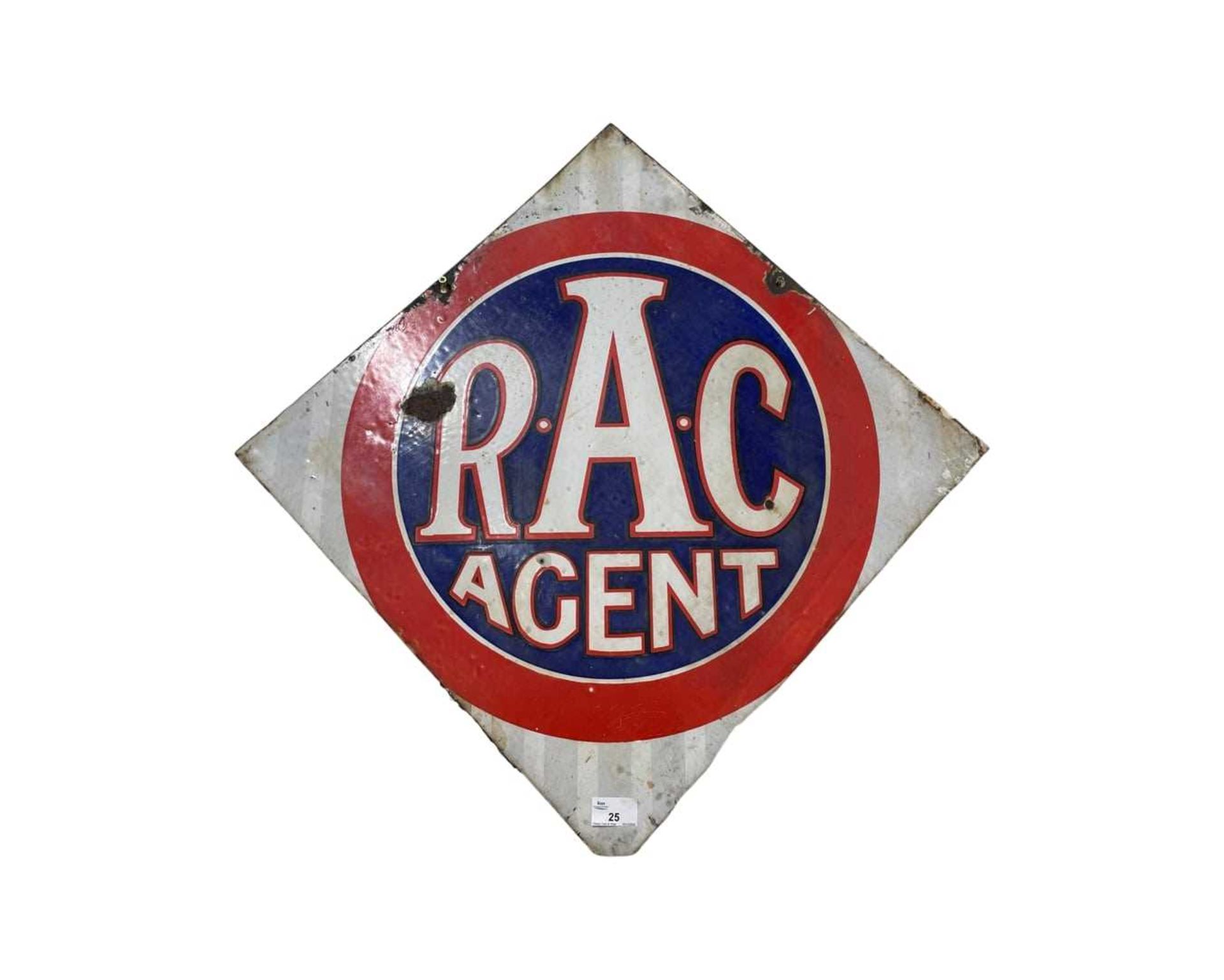 RAC Agent enamel diamond sign, height 70cm, width 70cm