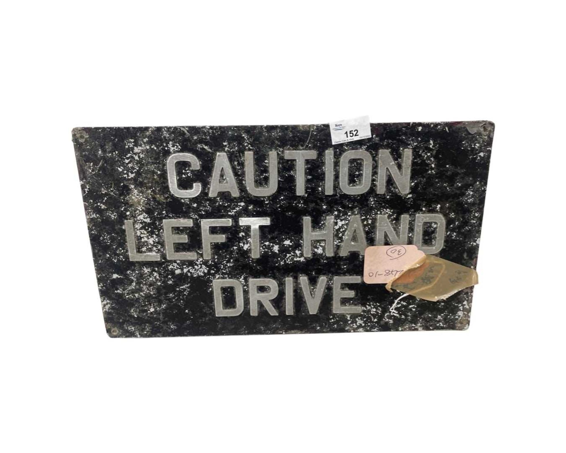 Vintage galvanised 'Caution Left Hand Drive' metal sign