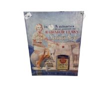 Thin tin advertising enamel sign for Radiator Leak Seal Kit