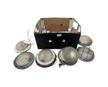 Box of vintage internal car lights and lamps