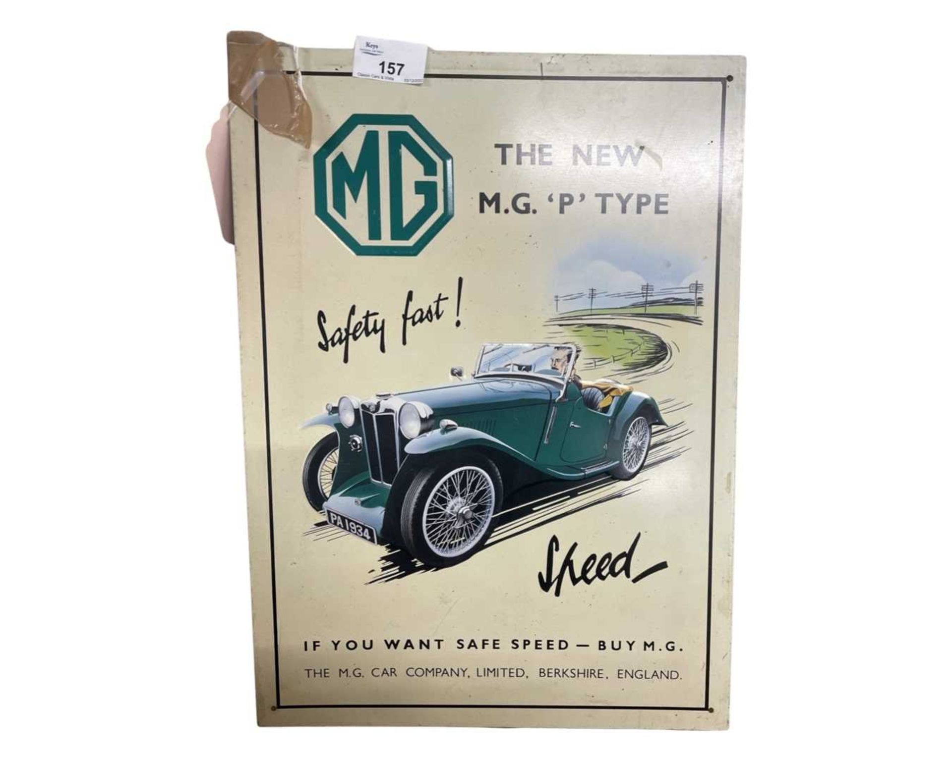 Metal MG advertising sign