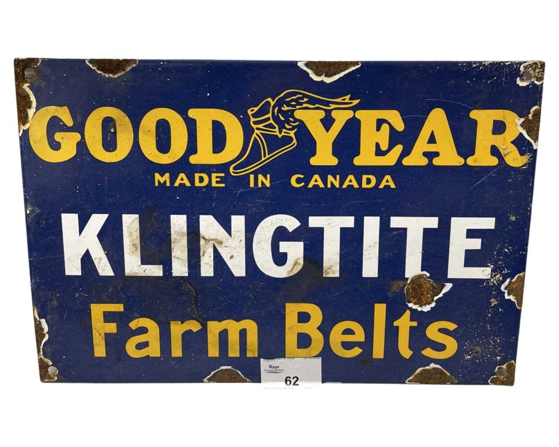 Goodyear Farm Belts enamel sign