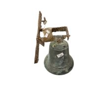 Large bronze bell with iron hanger