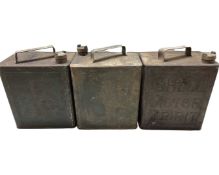 Three two gallon petrol cans, one Shell Motor Spirit, two unbranded