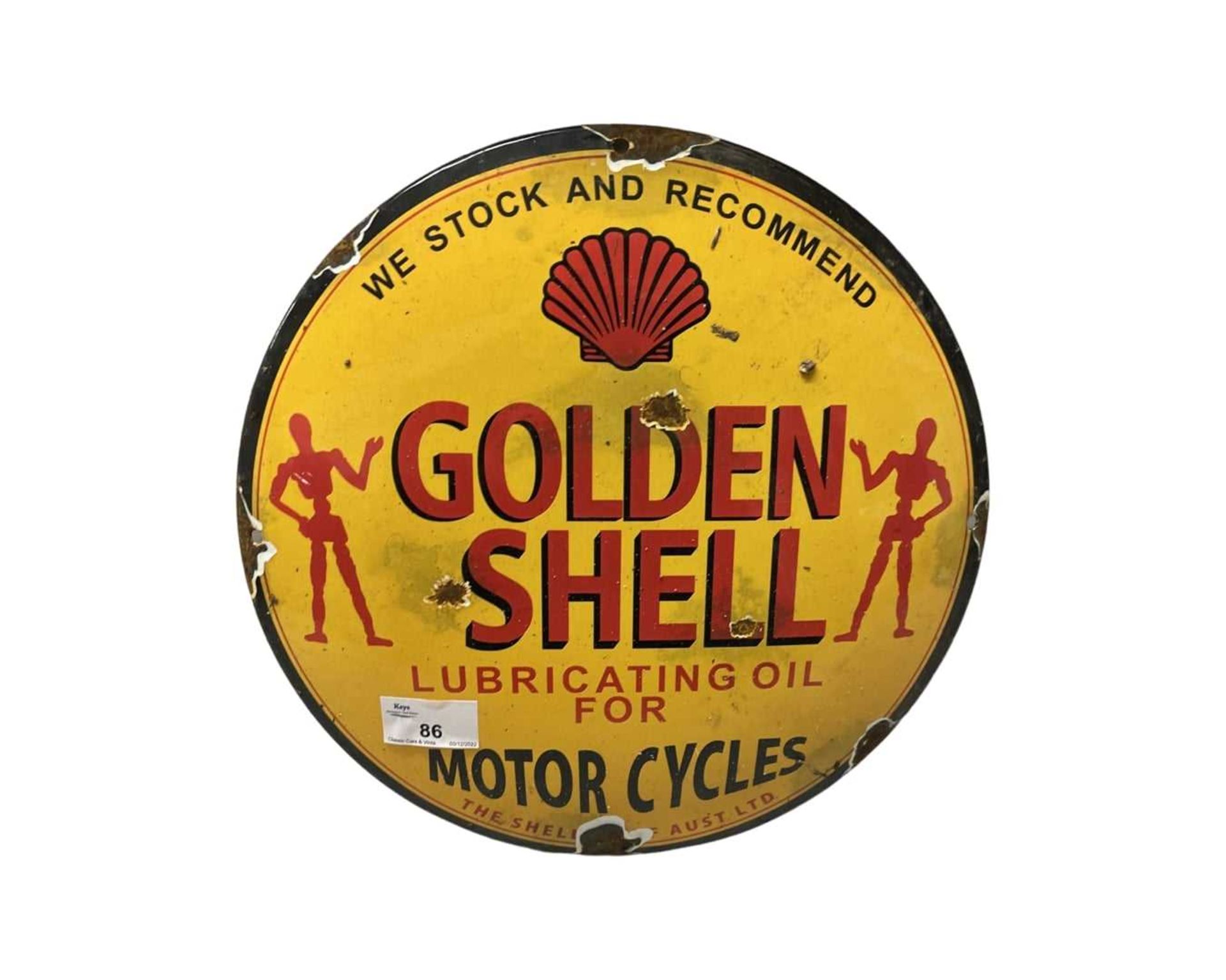 Golden Shell enamel sign
