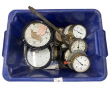 Mixed box of various pressure gauges, volt gauges etc