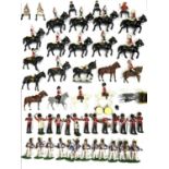 A mixed lot of mostly unmarked die-cast and plastic toy soldiers, cavalry etc