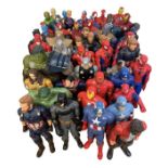 A large quantity of plastic Marvel 12" action figures, to include: - Spider-Man - Hulk - Batman -