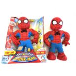 A pair of Playskool Itsy Bitsy Spider-Man moving and talking toys, one in original box.