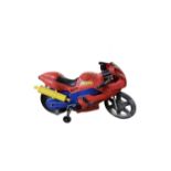 A children's electric Spider-Man motorbike, with stabilisers (note: no operating instructions /