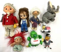 A mixed lot of vintage toys and dolls, of German origin, to include: - A 1986 DAM Troll - A 1989