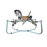 A vintage bouncing metal rocking horse. Size approximately 80cm (l) 65cm (h) 40cm (w)