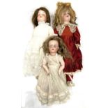 A mixed lot of medium-sized Simon & Halbig bisque head dolls to include: - Marked 1909 to nape -