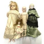 A mixed group of interesting European dolls, to include: - An unmarked wax doll a/f - An unmarked